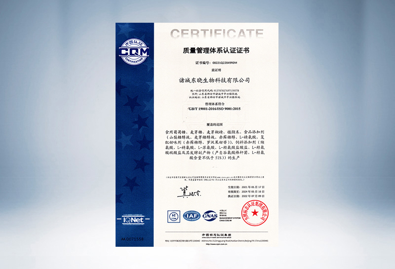 ISO14001环境管理体系认证证书